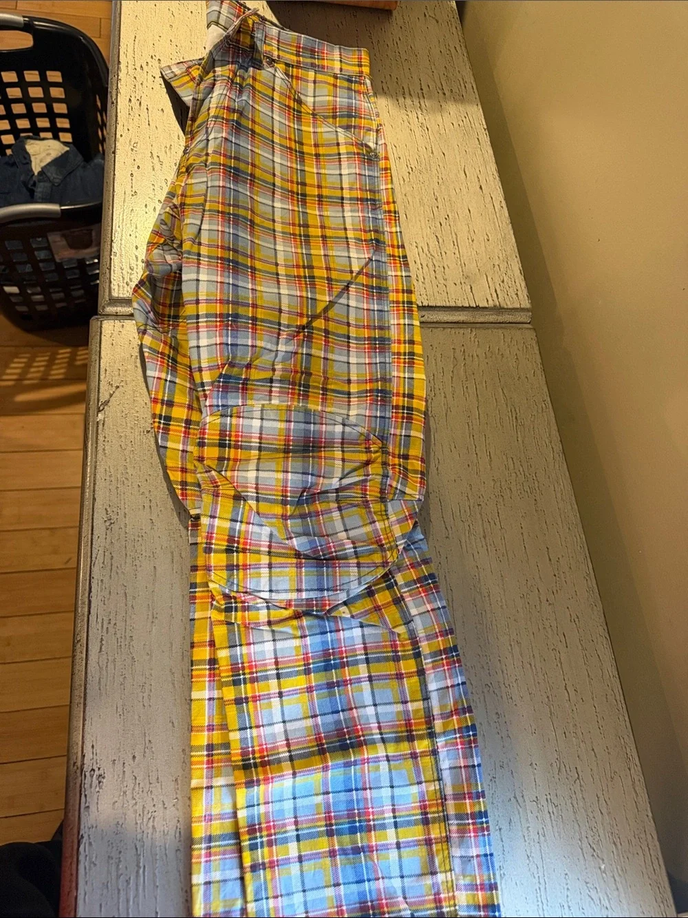 RAW Yellow Plaid Shorts 3d tapered - Picture 5 of 9